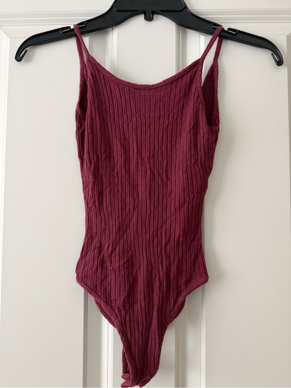 Urban Outfitters Ribbed Burgundy Spaghetti-Strap Bodysuit